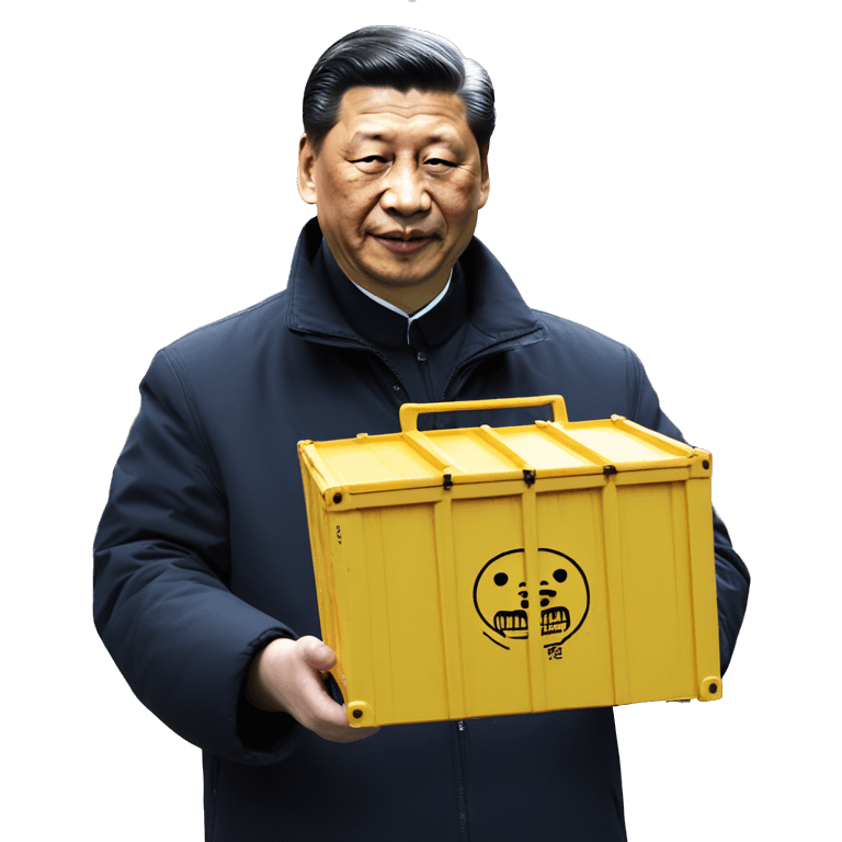 Xi Jinping holds a trade container in his hands emoji