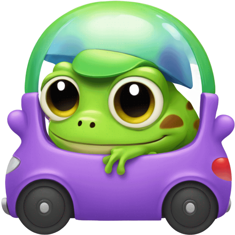 Frog driving kawaii emoji