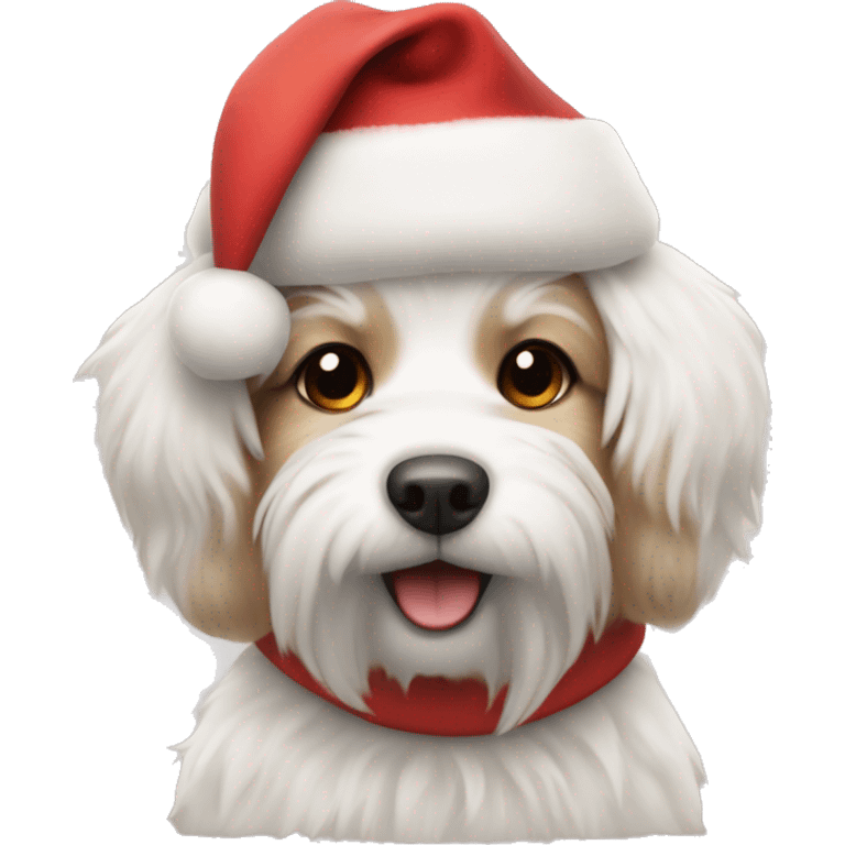 cute fluffy dog wearing a santa hat emoji