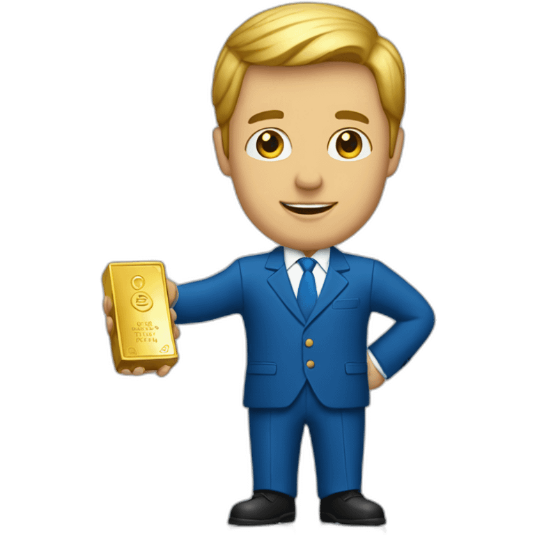 Posh-man-with-blue-suit-offering-goldbar emoji