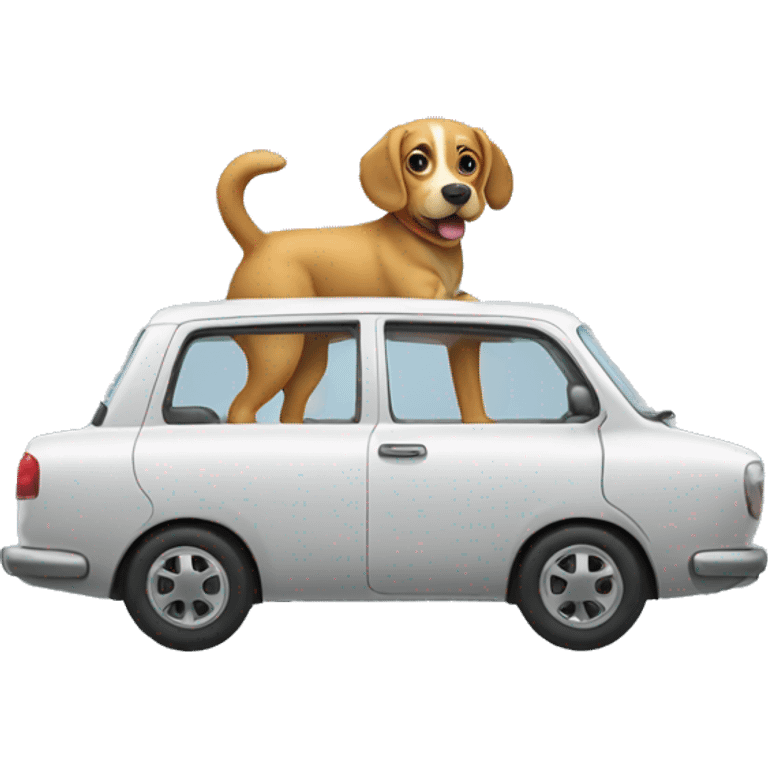 a car with a dog sticking out emoji