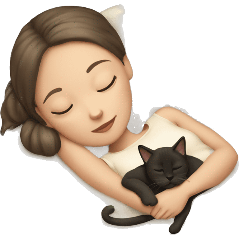 Girl and cat siamese sleeping emoji