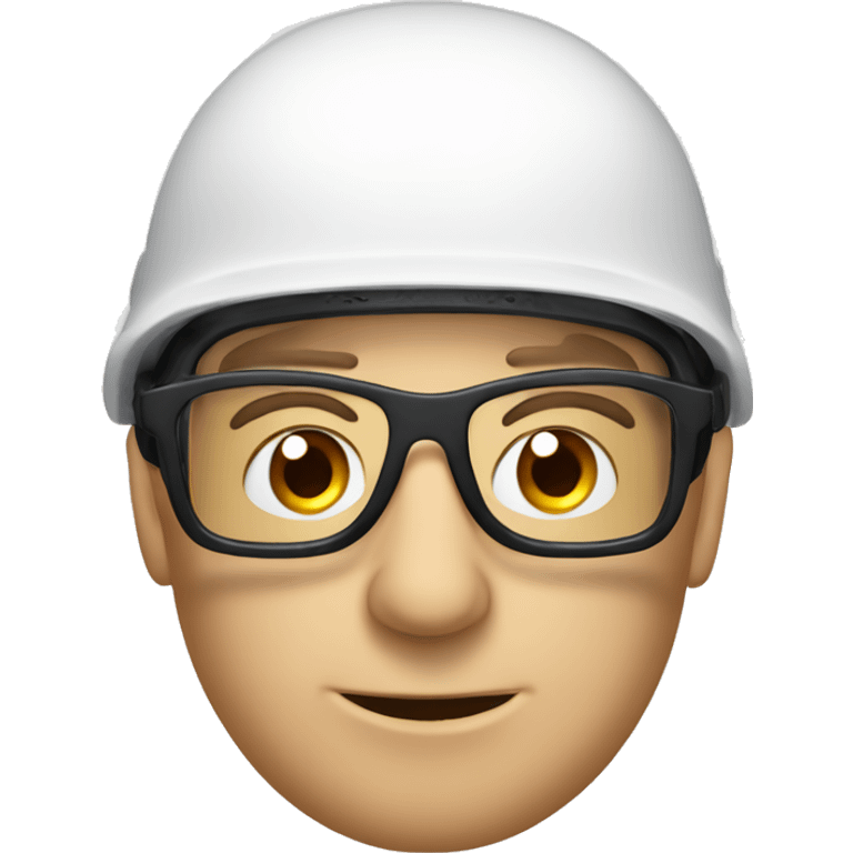 Caucasian man wearing ski mask a safety helmet, earplugs and glasses  emoji