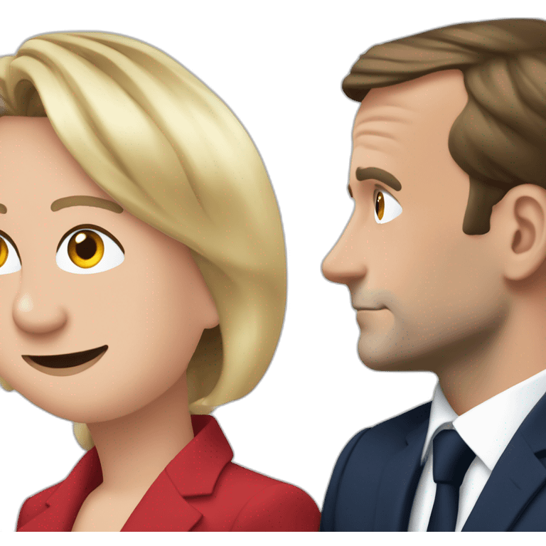 Emmanuel Macron qui embrasse Marine Lepen emoji