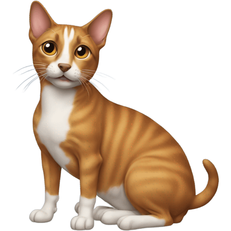 Cat sitting on wiener dog emoji