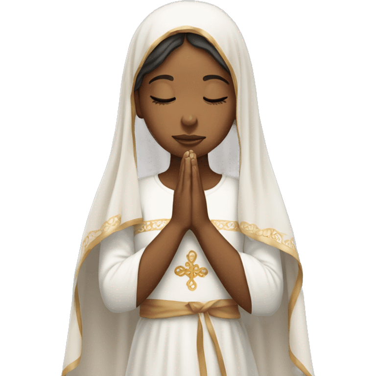 Caramel skin Girl praying for with white veil  emoji