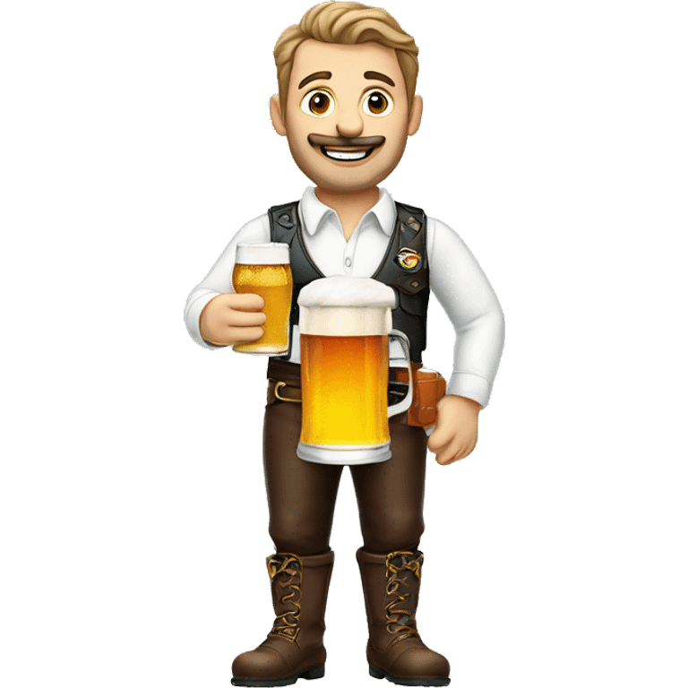 German man wearing Bavaria leather pants and Holding a Beer emoji