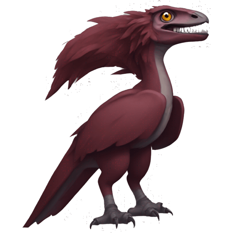 Cool edgy Maroon raptor with darker mane emoji