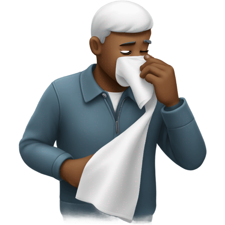 Man wiping his nose with his fibget emoji