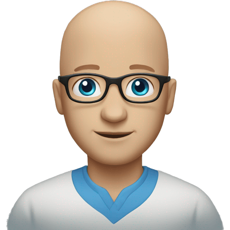 bald man with glasses and blue eyes welcoming  emoji