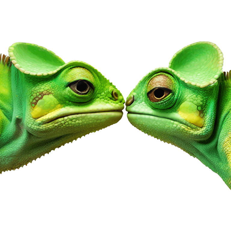 two chameleons kissing emoji