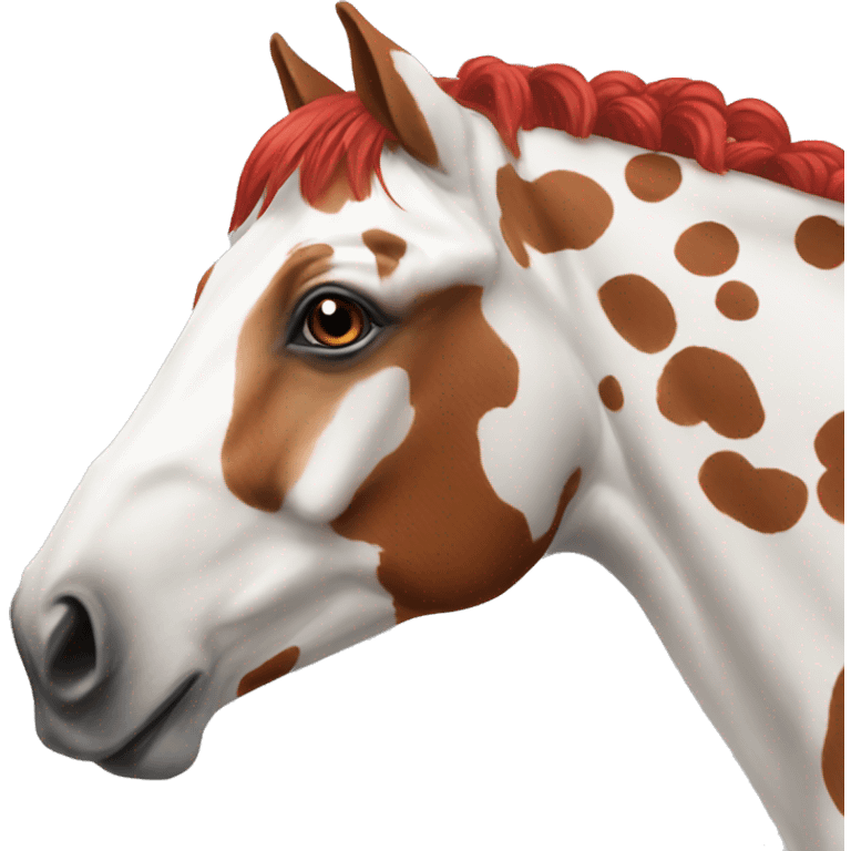 a red and white spotted horse  emoji