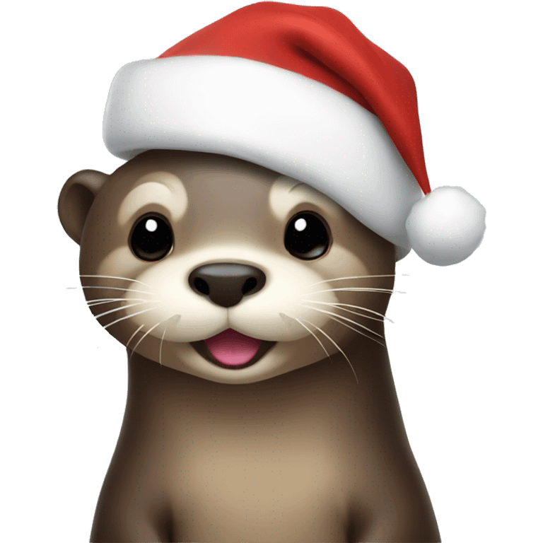 Otter with Santa hat emoji