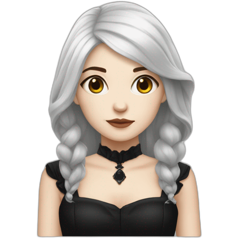 white hair girl with black gothic dress emoji