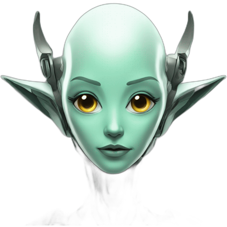 Cyber futuristic elf robot face long ears emoji