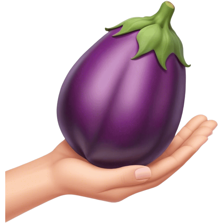 hand over eggplant emoji