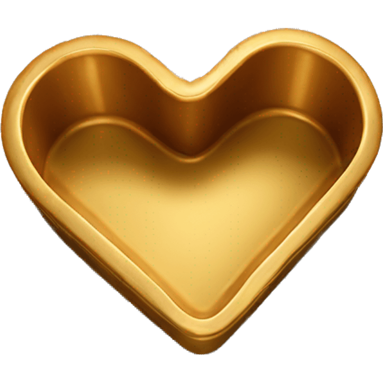 Realistic isolated gold heart shaped cake pan laying down flat. emoji