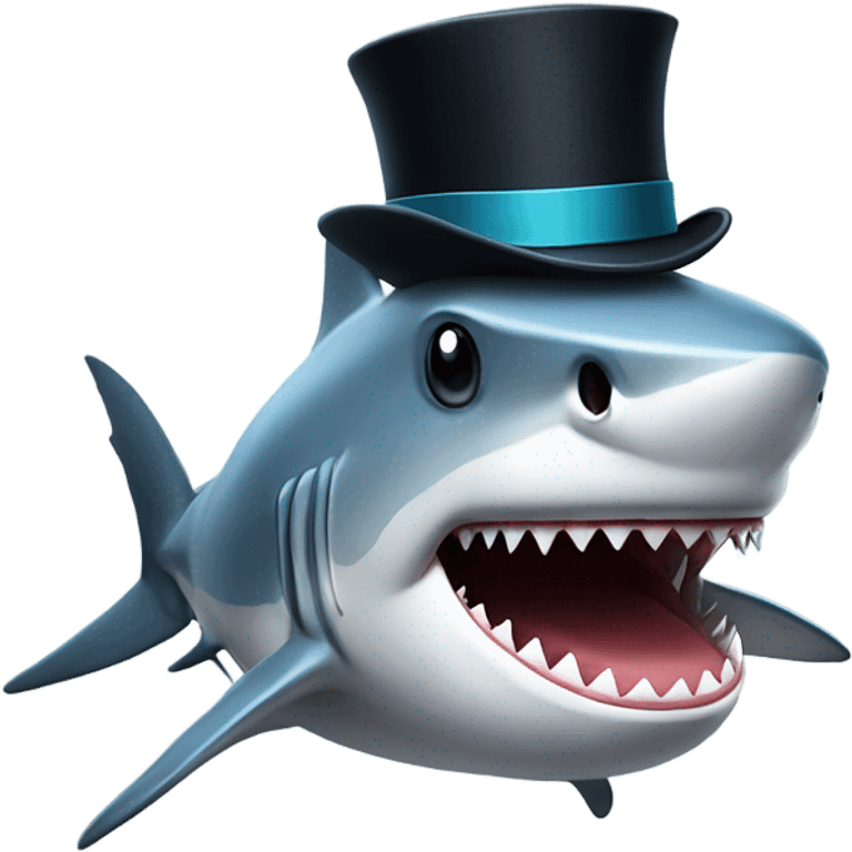 Shark with a top hat emoji