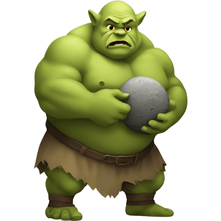 ogre holding round big stone emoji