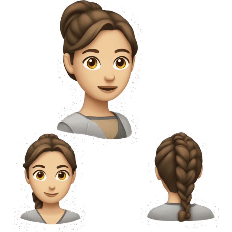 A woman with brown hair in a ponytail with brown eyes emoji