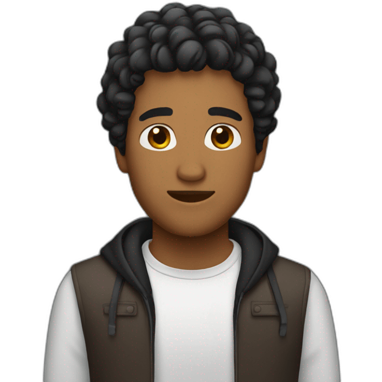 Brown man whit hair black emoji