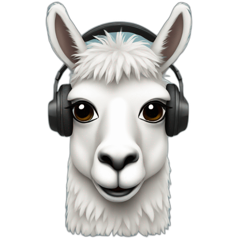 llama wearing headphones working on a macbook emoji