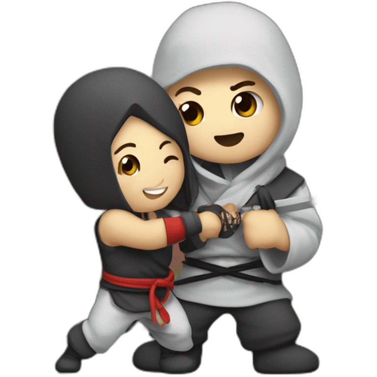 Un ninja avec un bisou sur se jue emoji