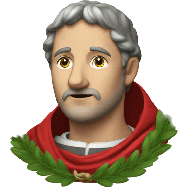 Petrarch in a red cloak and a laurel wreath on his head emoji