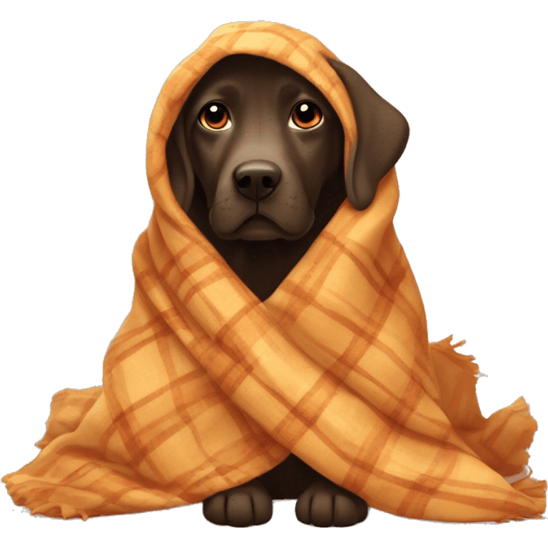 Labrador in cozy autumn blanket emoji