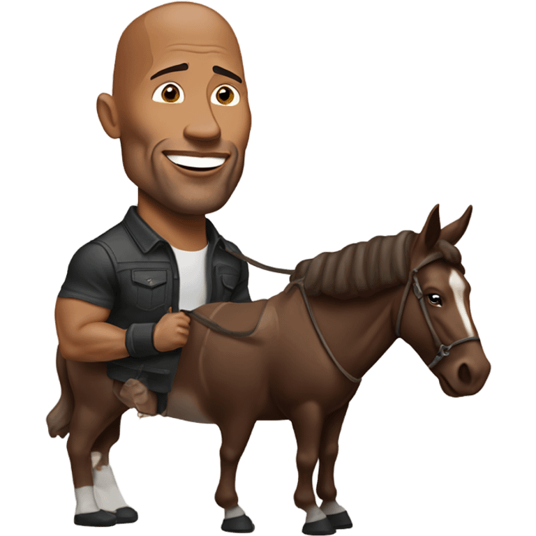 Dwayne Johnson eating a chocolate bar while walking his mule emoji