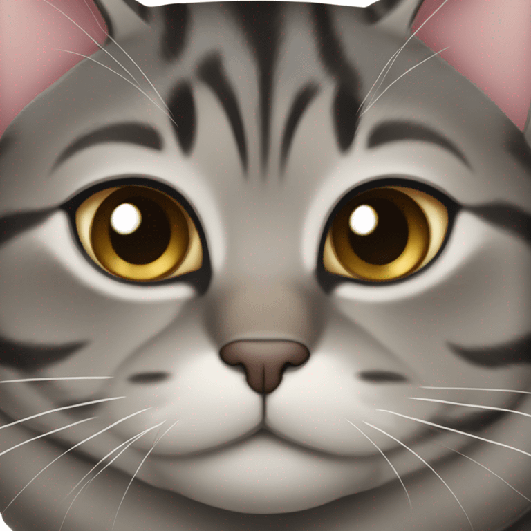 very fat black grey brown mackerel tabby cat emoji