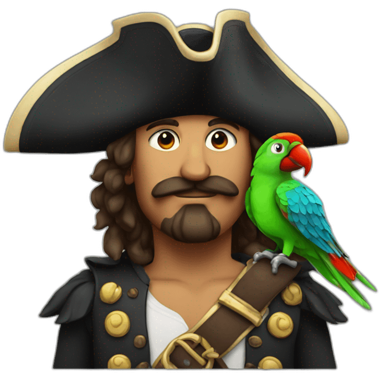 pirate with parrot on shoulder emoji