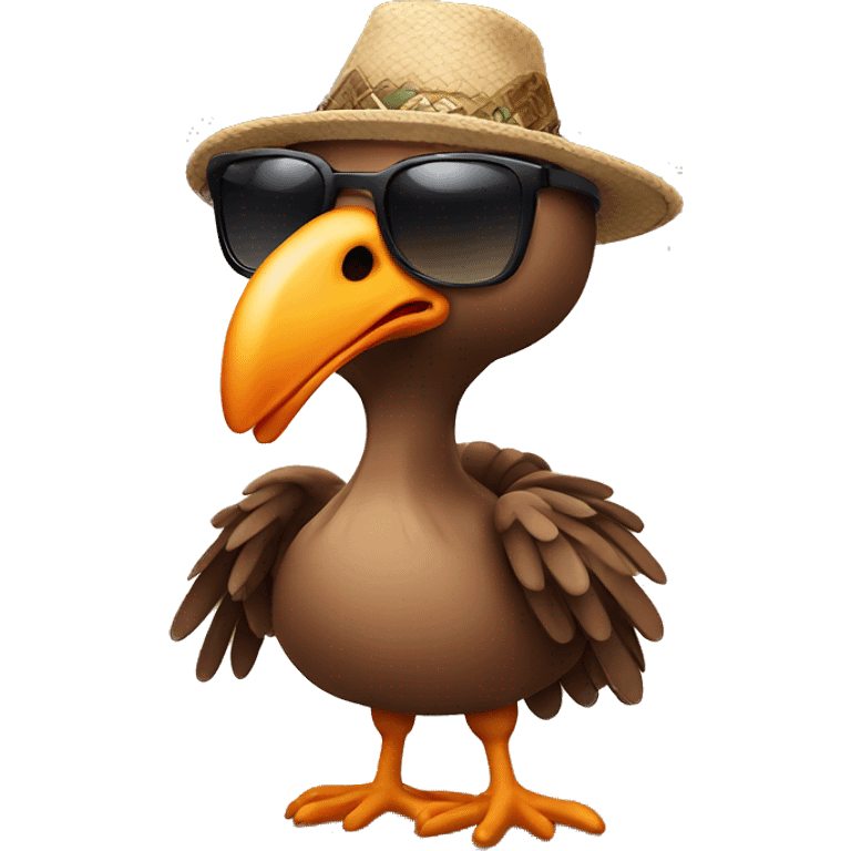 Turkey with hat and sunglasses  emoji