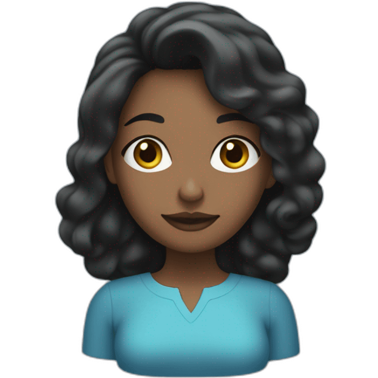 mujer de cabello negro y blusa azul emoji