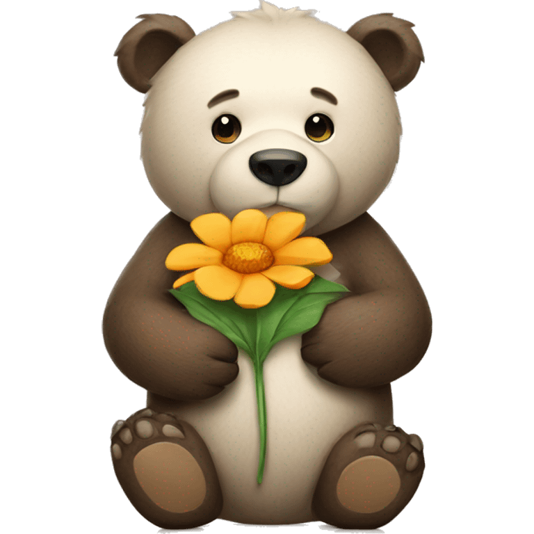 Bear holding a flower emoji