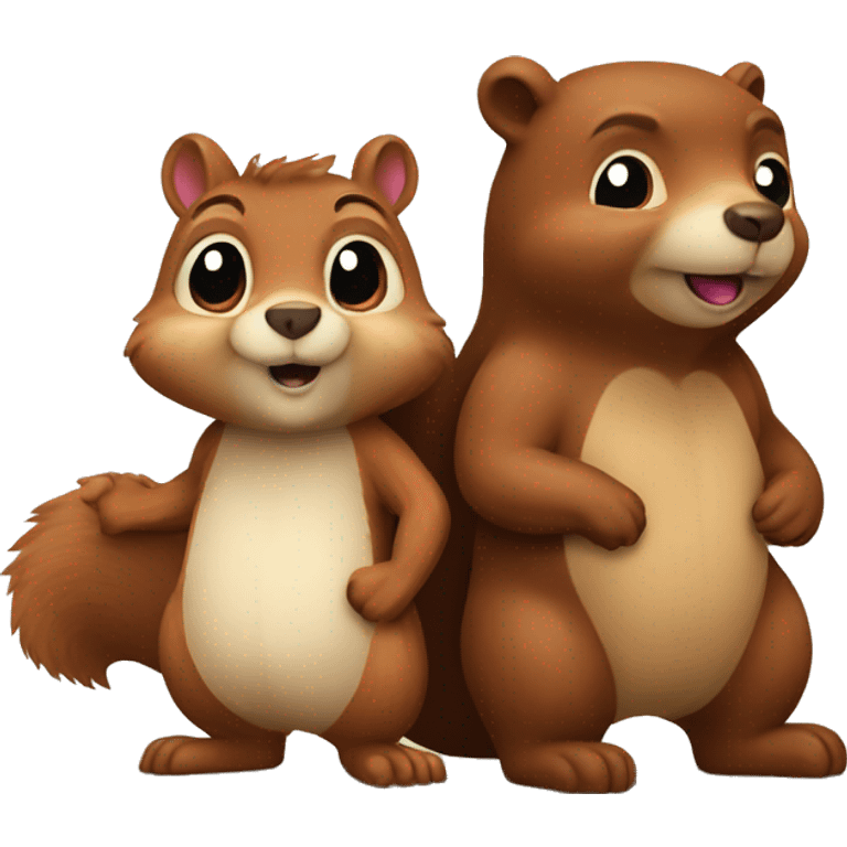 Squirrel and bear together emoji