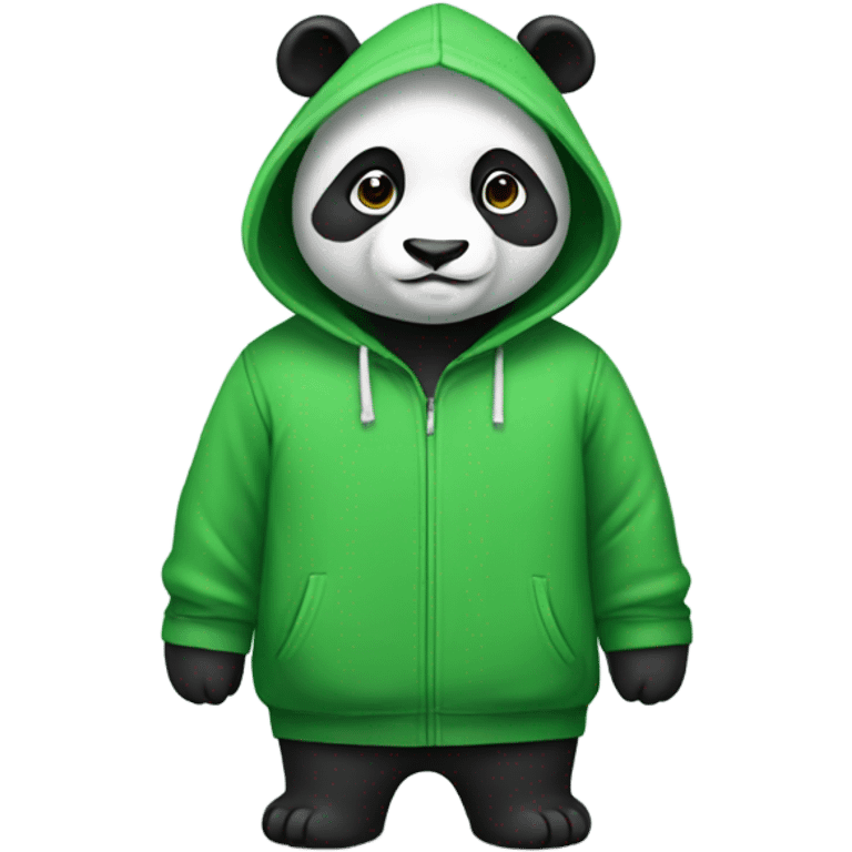 Panda wearing green hoodie emoji