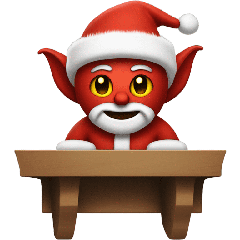 Satan dressed as Santa laying on a shelf  emoji