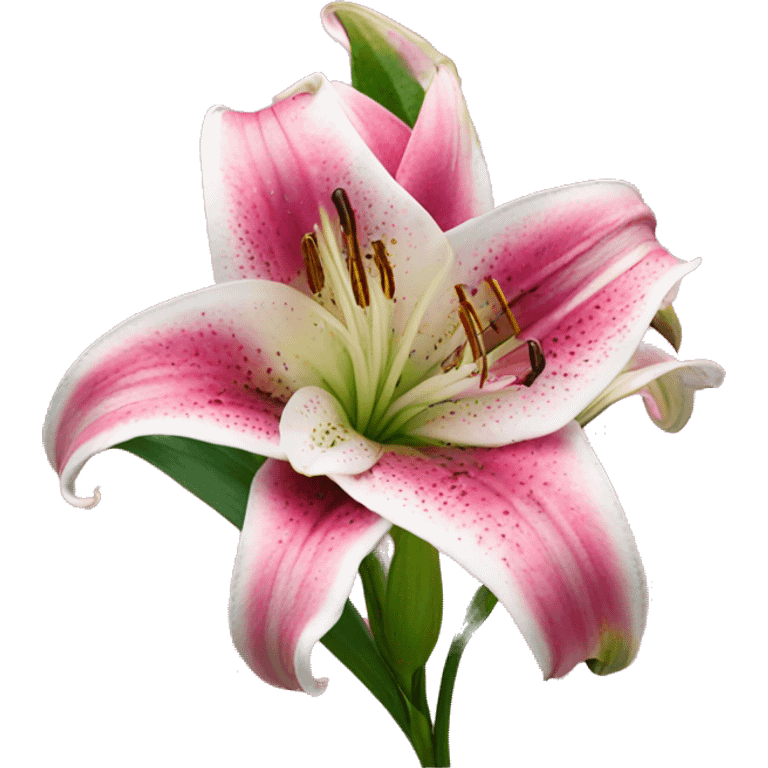 Stargazer lily with pink background emoji