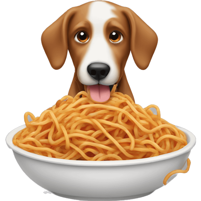 Dog eating spaghetti emoji