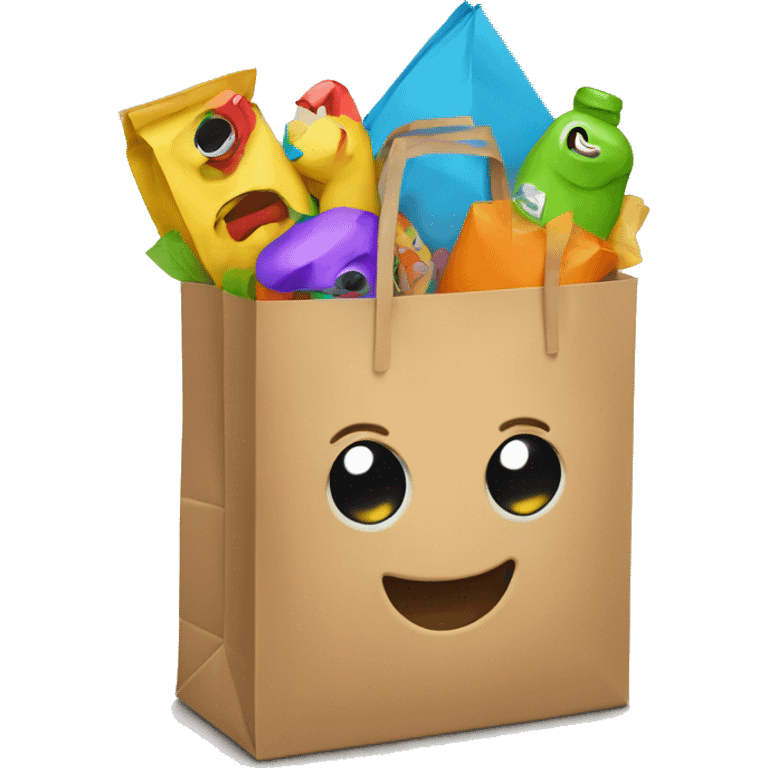 Paper bag with toys emoji