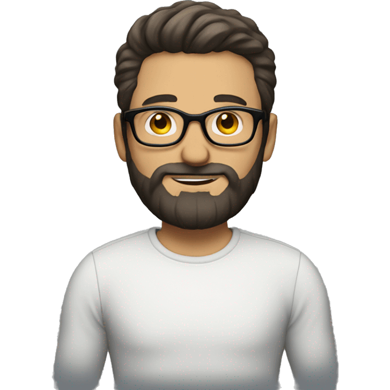 White man with beard and dark hair and wearing glasses holding a cup emoji