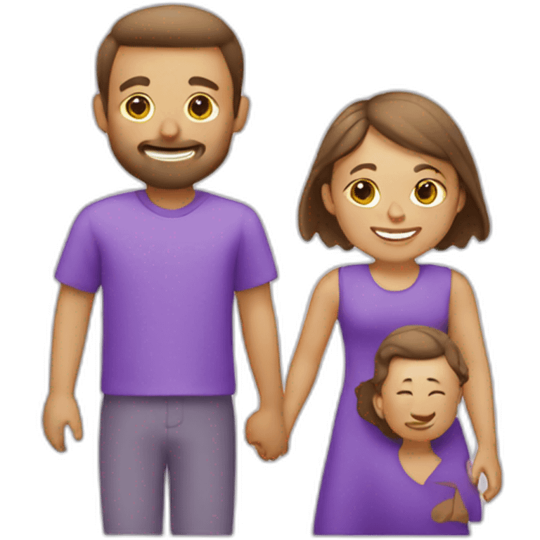 a white family with a kid, vacation purple icon emoji