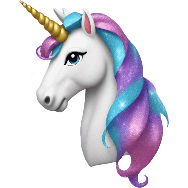 Multicolour glittery unicorn emoji