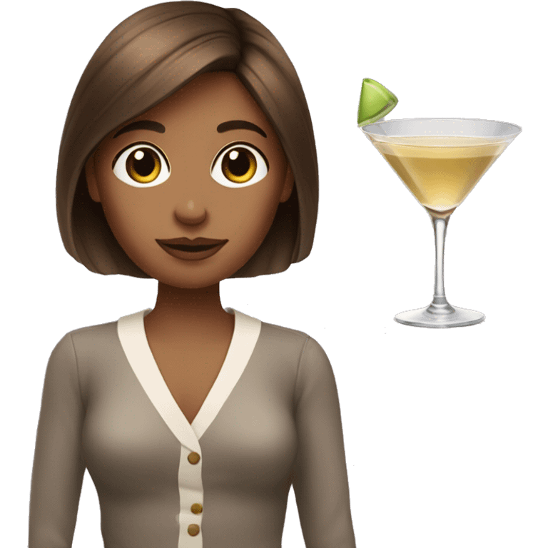 Brown hair girl with martini emoji