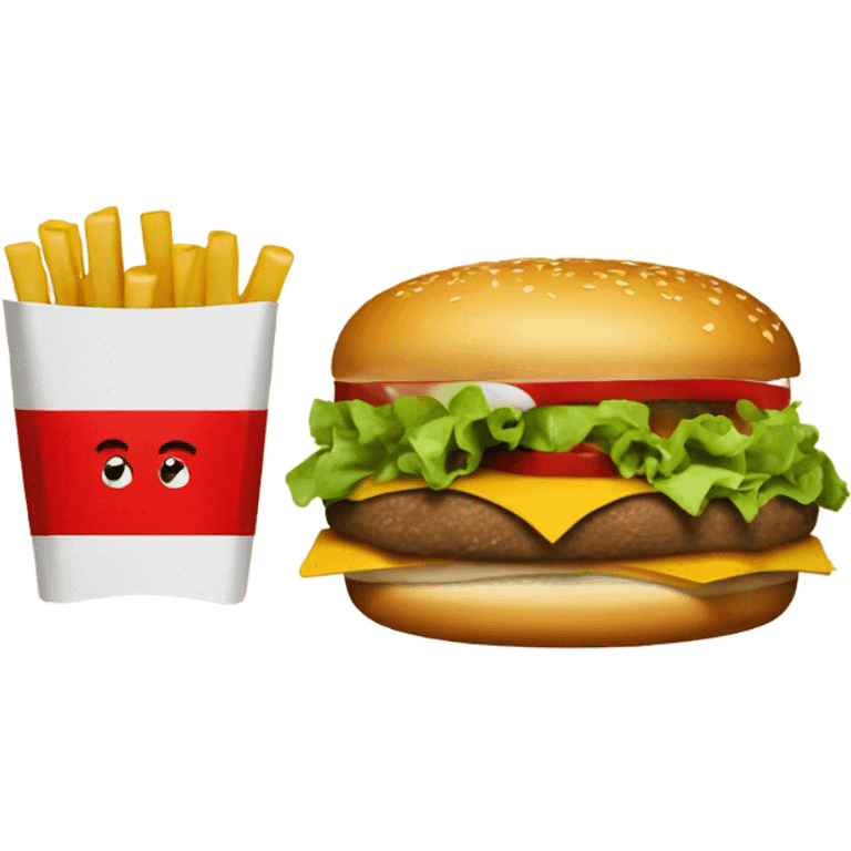 Cheeseburger, French fries, and a coke emoji