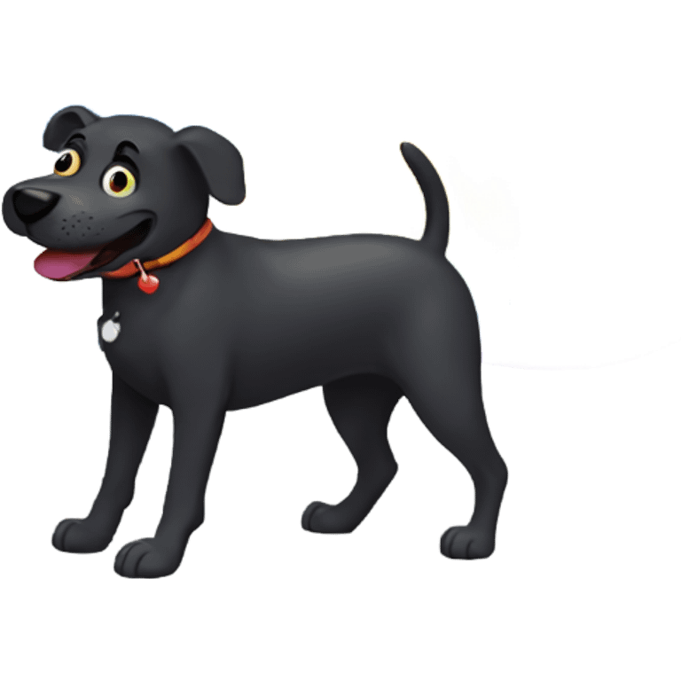 Black dog farting a rainbow cloud emoji