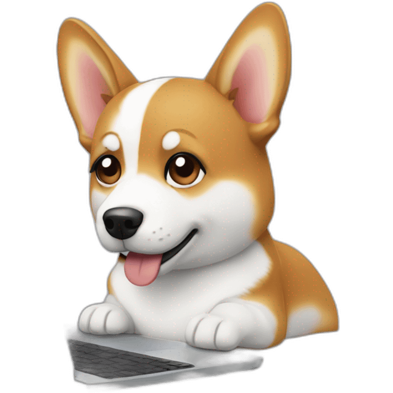 corgy using a computer emoji