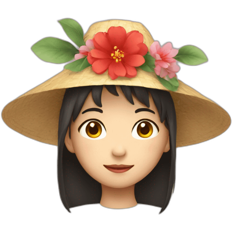 A Chinese boy with a flower hat emoji