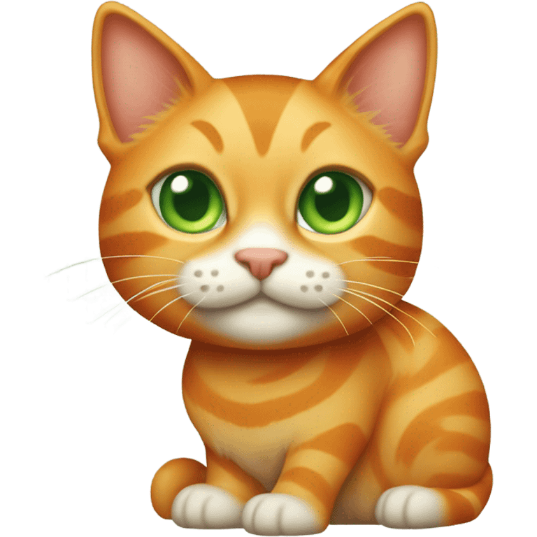 orange tabby cat who has no white fur, just swirly orange tabby with green eyes  emoji